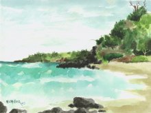 Kauai Artwork by Hawaii Artist Emily Miller - Plein Air at Kaluakai Beach