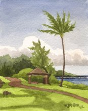 Kauai watercolor artwork by Hawaii Artist Emily Miller - Kapaa Path