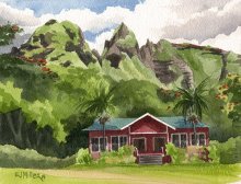 Kauai Artwork by Hawaii Artist Emily Miller - Morning at Anahola Baptist Church
