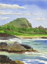 Kauai Artwork by Hawaii Artist Emily Miller - Mt. Haupu from Poipu
