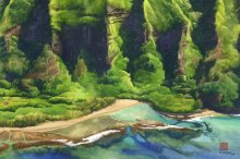 Kauai Artwork by Hawaii Artist Emily Miller - Pali at Ke'e Beach