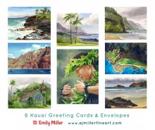 Kauai Artwork by Hawaii Artist Emily Miller - Greeting card set - Hawaii