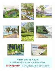 Kauai Artwork by Hawaii Artist Emily Miller - Greeting Card Set - North Shore Kauai
