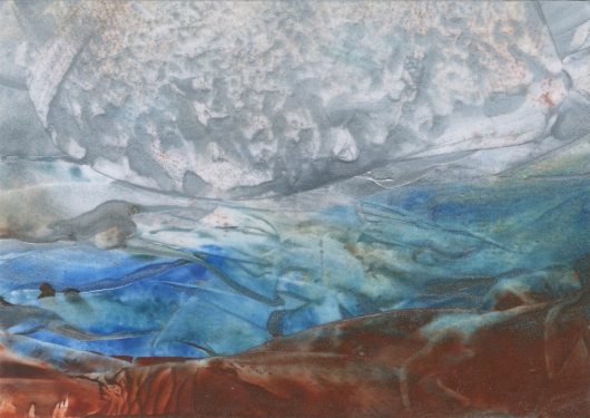 Dusk Frost, abstract encaustic wax painting by Emily Miller