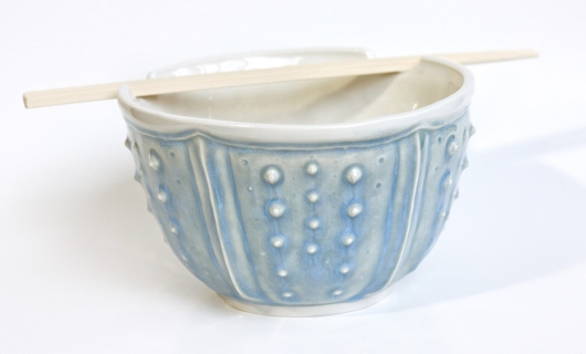Urchin Soup Bowl - Mist (Soup Bowl w. Chopstick Holder), $45