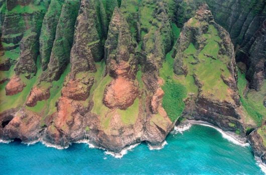 Na Pali, Aerial Kauai watercolor painting - Artist Emily Miller's Hawaii artwork of  art