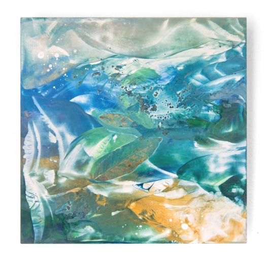 Shallows II, River to Sea series, abstract encaustic wax painting by Emily Miller