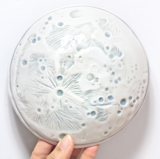 Small Moon dish, porcelain lunar sculpture by Emily Miller