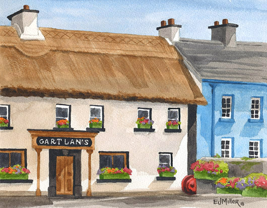 Gartlan's Pub, Ireland watercolor art