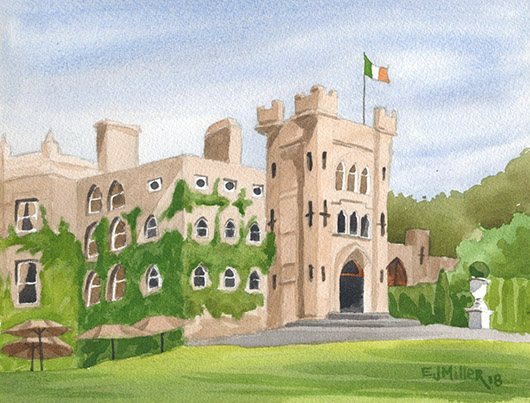 Cabra Castle, Ireland watercolor art