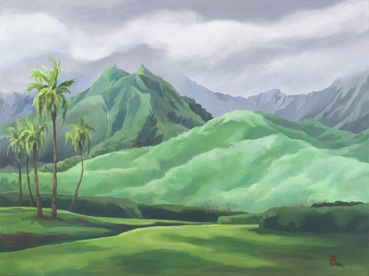 Hihimanu Rain Kauai watercolor painting - Artist Emily Miller's Hawaii artwork of  art