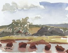 Kauai Artwork by Hawaii Artist Emily Miller - Plein Air at Salt Pond