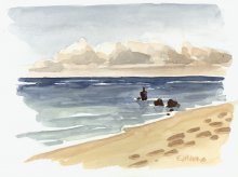 Kauai watercolor artwork by Hawaii Artist Emily Miller - Plein Air at Wailua Marina