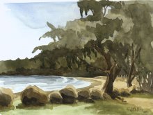 Kauai Artwork by Hawaii Artist Emily Miller - Plein Air at Hanamaulu Beach Park