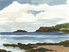 Kauai Artwork by Hawaii Artist Emily Miller - Anini Beach & Kilauea Lighthouse, Plein Air