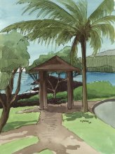 Kauai Artwork by Hawaii Artist Emily Miller - Plein Air at Kukuiula Harbor 3