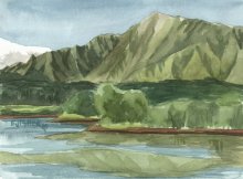 Kauai Artwork by Hawaii Artist Emily Miller - Plein Air at Wailua Reservoir