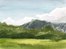 Kauai watercolor artwork by Hawaii Artist Emily Miller - Plein Air, Kapaa bypass