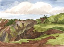 Kauai watercolor artwork by Hawaii Artist Emily Miller - Waimea Canyon colors