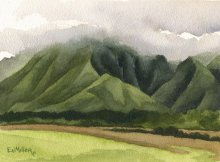 Kauai Artwork by Hawaii Artist Emily Miller - Wailua mountain waterfalls