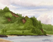 Kauai Artwork by Hawaii Artist Emily Miller - Plein Air at Waikoko Beach, Hanalei