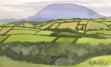 View of the Cooley Mountains from Meath Hill, Ireland - Hawaii watercolor by Emily Miller
