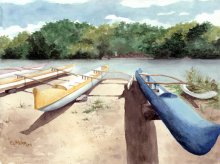 Kauai Artwork by Hawaii Artist Emily Miller - Waimea Outriggers