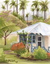 Garden Cottage - Hawaii watercolor by Emily Miller