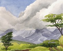 Kauai Artwork by Hawaii Artist Emily Miller - Mountain View from Three Corner Ranch