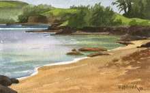 Anini Beach afternoon - Hawaii watercolor by Emily Miller