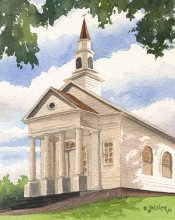 Plein Air at Old Koloa Church - Hawaii watercolor by Emily Miller