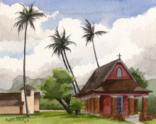 All Saints Episcopal Church, Kapaa - Hawaii watercolor by Emily Miller