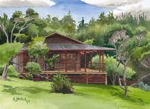 Kauai Artwork by Hawaii Artist Emily Miller - Kokee Cabin Retreat