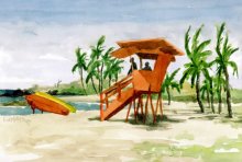 Kauai Artwork by Hawaii Artist Emily Miller - Salt Pond Lifeguard