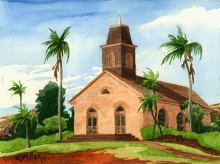 Waimea United Church of Christ, Kauai - Hawaii watercolor by Emily Miller