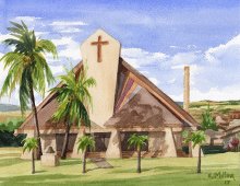 Kauai Artwork by Hawaii Artist Emily Miller - St. Theresa's, Kekaha