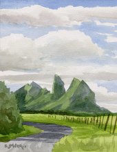 Kalalea from Kealia Road - Hawaii watercolor by Emily Miller