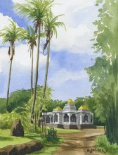 Iraivan Hindu Temple, Kauai - Hawaii watercolor by Emily Miller