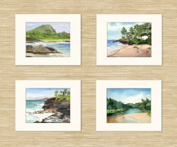 Kauai Artwork by Hawaii Artist Emily Miller - Set of 4 South Shore Kauai art prints