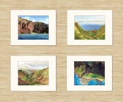 Kauai Artwork by Hawaii Artist Emily Miller - Set of 4 Na Pali Kauai art prints