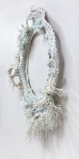 Side angle view Moon Gate, Ghost Net -  artwork by Emily Miller