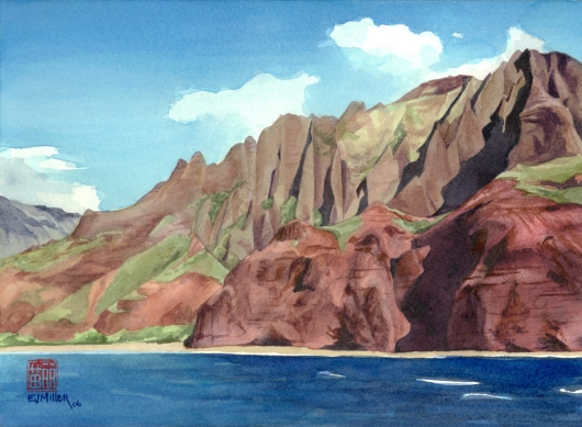 Kauai Artwork by Hawaii Artist Emily Miller - Na Pali Coast, Kalalau