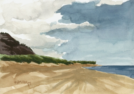 Plein Air at Polihale 2 - Polihale Beach, Makai — Kauai beaches - polihale, beach, ocean artwork by Emily Miller