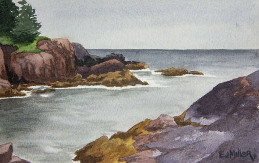 Plein air at Acadia National Park, Down East Maine -  artwork by Emily Miller