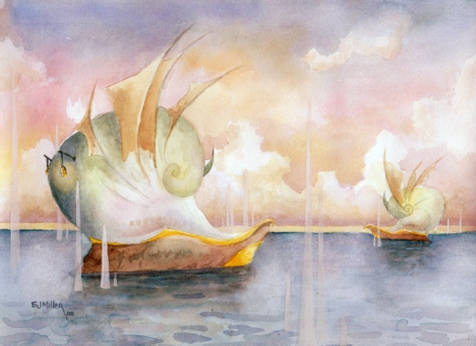 Regatta at Dawn,  -  artwork by Emily Miller