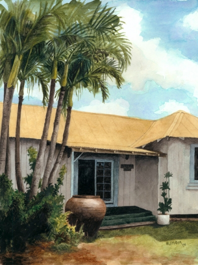 Urn, Archit­ecture - palms, palm trees, plantation style, house artwork by Emily Miller