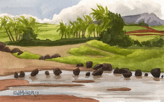 Salt Pond afternoon, Makai — Kauai beaches - salt pond, beach artwork by Emily Miller