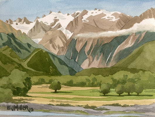 Franz Josef glacier, New Zealand, New Zealand -  artwork by Emily Miller