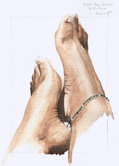 Feet Are Great - Pochade Challenge Kauai watercolor painting - Artist Emily Miller's Hawaii artwork of art