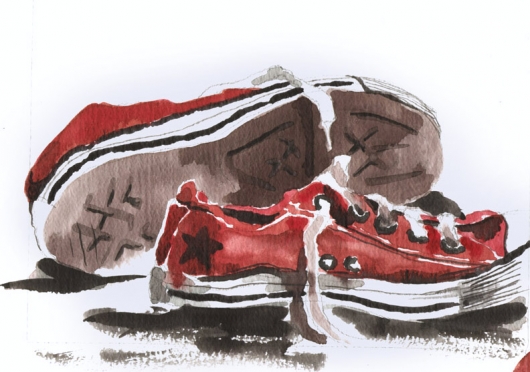 Red Converse - Pochade Challenge, Still Life -  artwork by Emily Miller